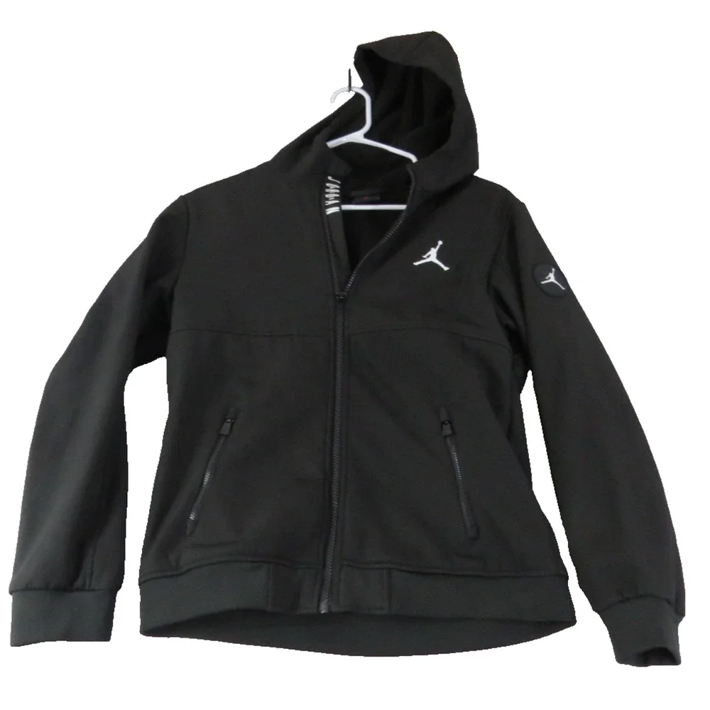 JORDAN Big Kids Soft Shell Full Zip Hooded Jacket Iron‎ Grey Size L (12/13) EUC